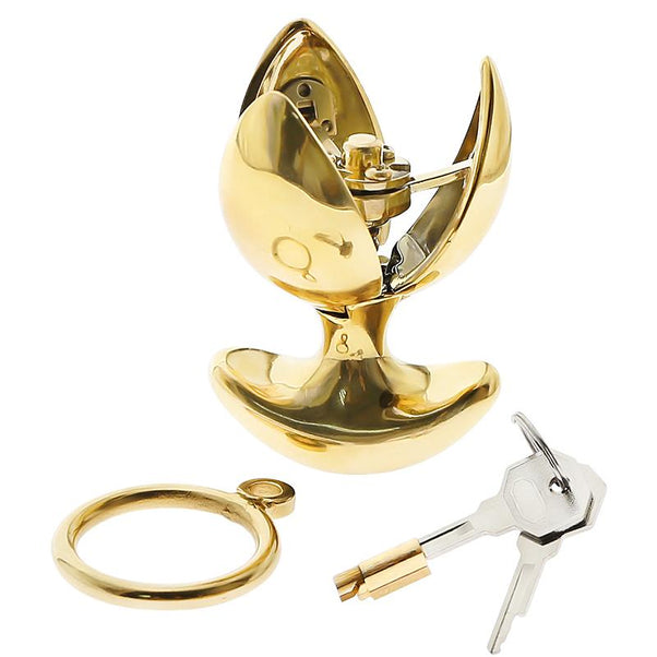 24K Gold Locking Butt Plug Sex Toys -lovershop01