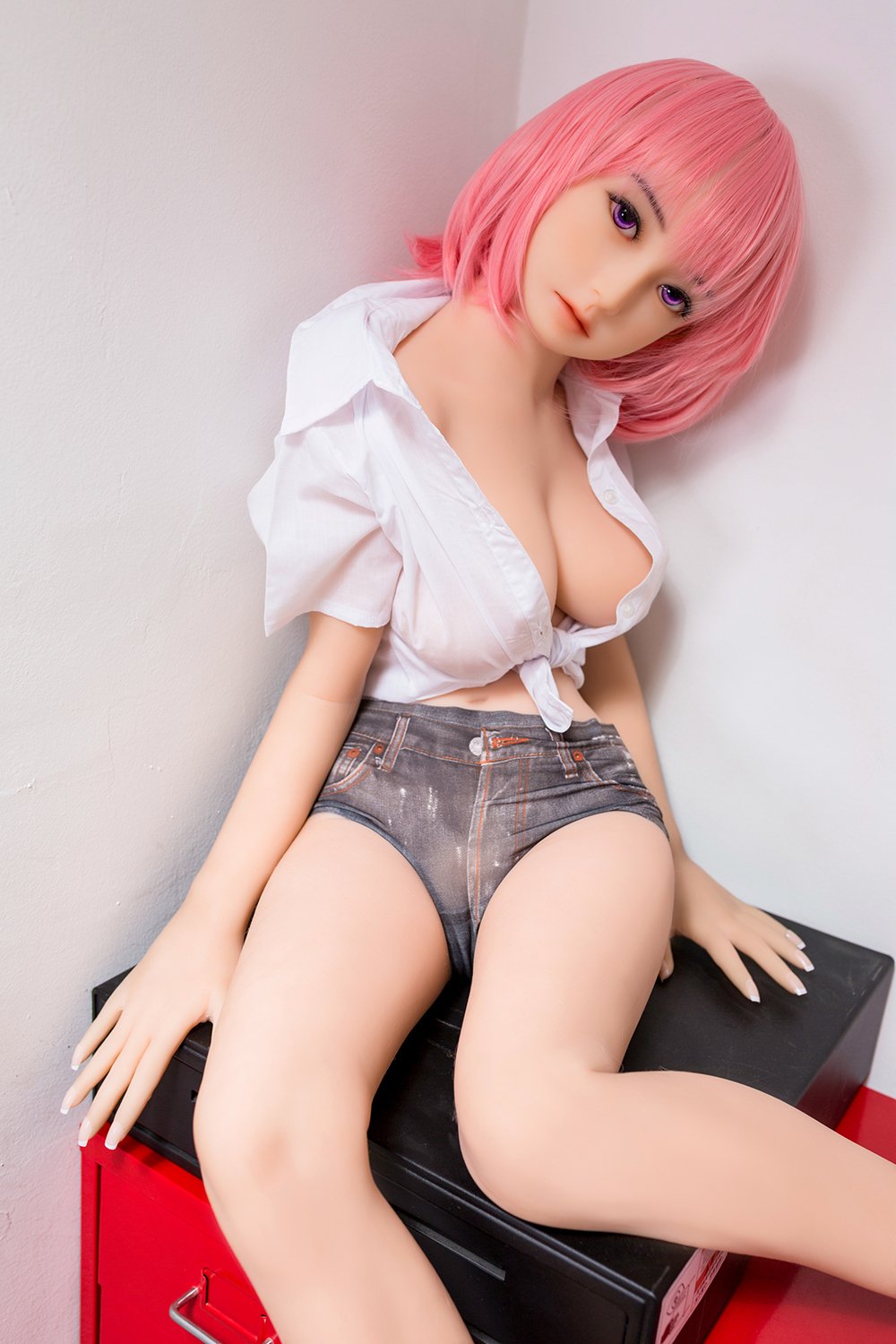 Samantha lifelike doll in sitting position with soft curves