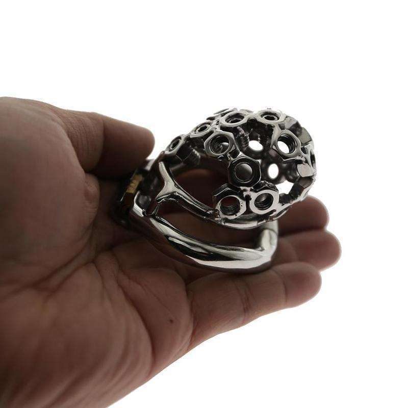 Adjustable micro CBT chastity cage with secure lock