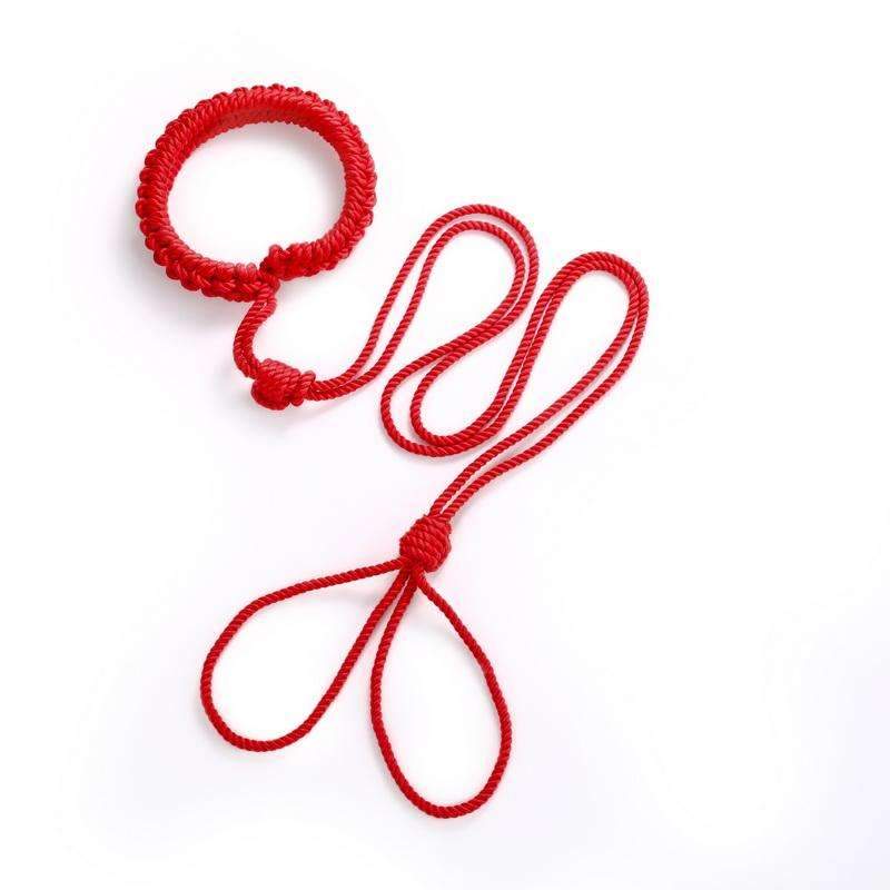 BDSM rope collar with leash