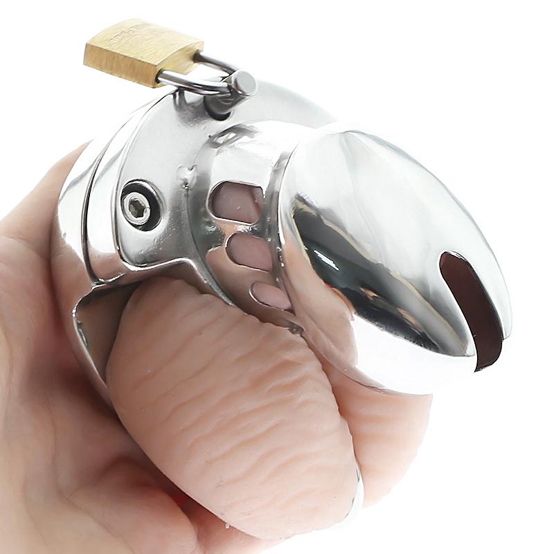 Pain and pleasure with 2-in-1 steel chastity device