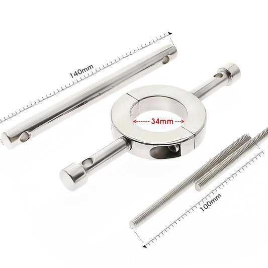 Vertical testicle torture with pole squeezer