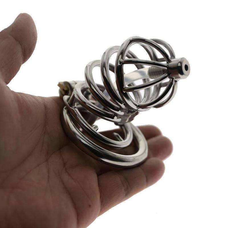 Integrated lock chastity cage for men