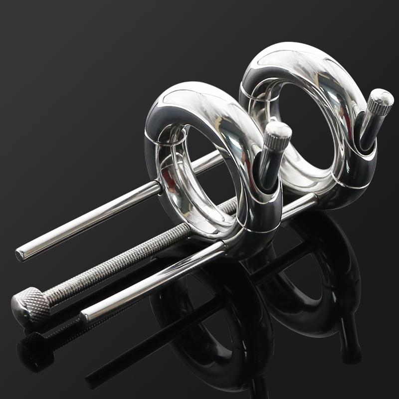 Steel cock and ball torture toy