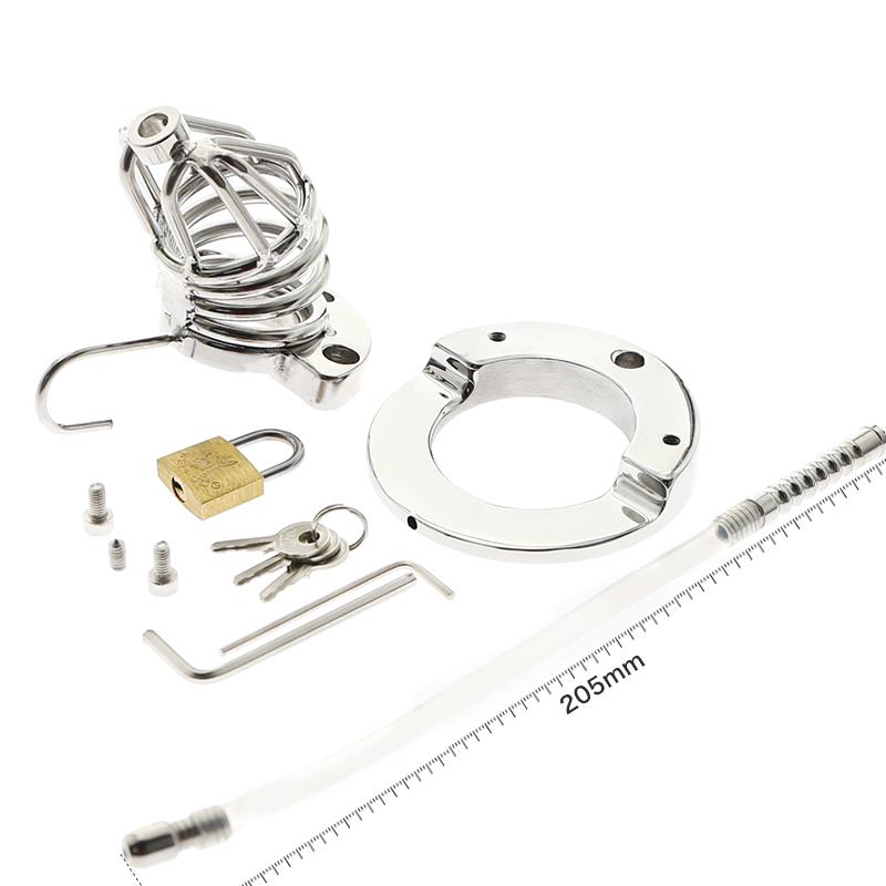 Cock cage with attached catheter for deep play