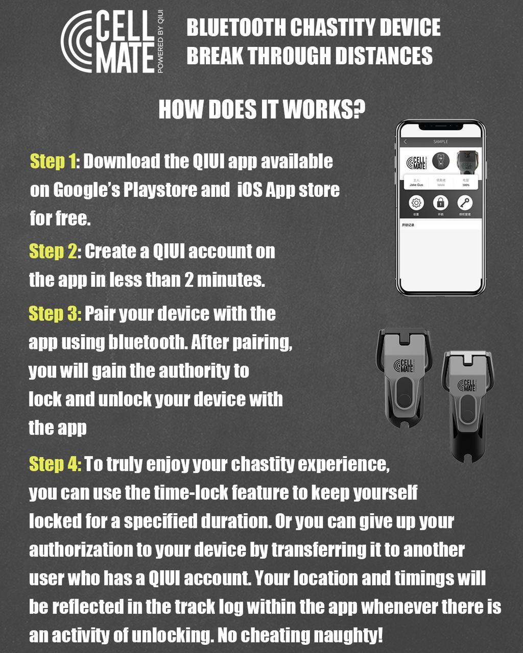 Convenient long-distance chastity device with app control feature