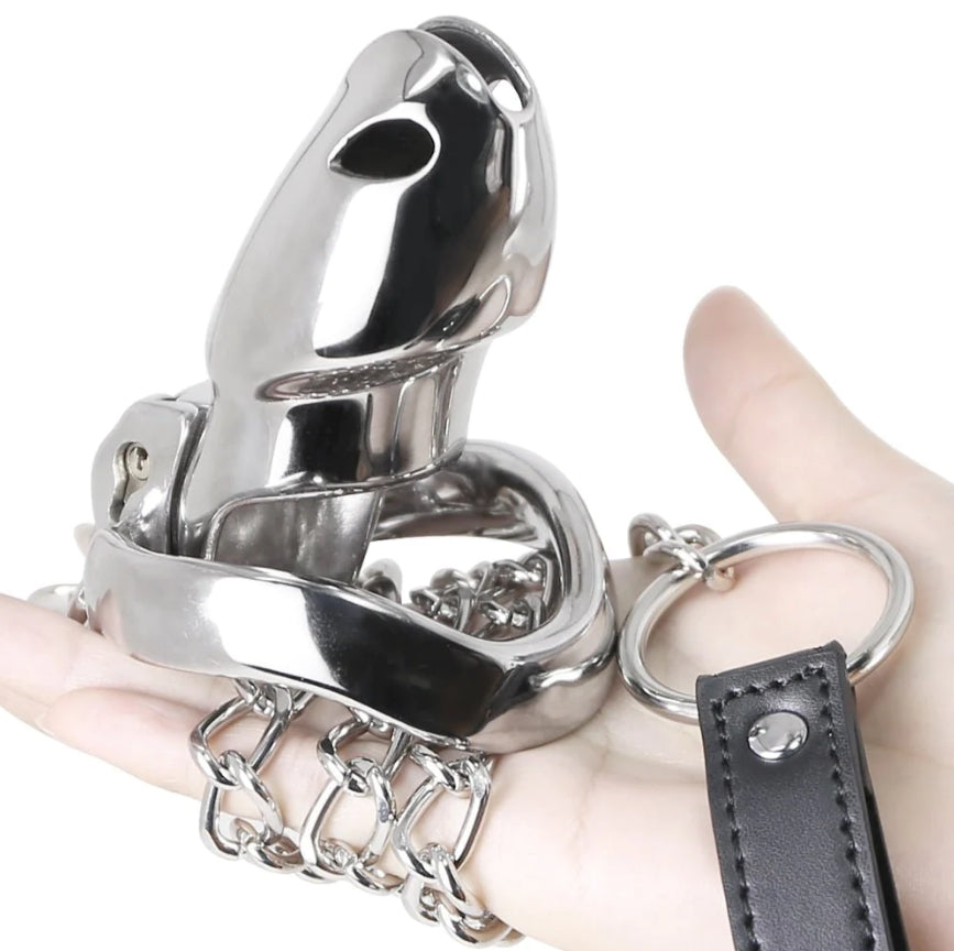 HTV4 Chastity Cage with Chain – Perfect for Dominance Play
