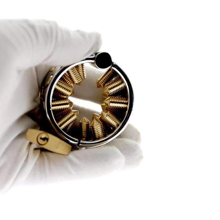 Long spike chastity device for male submission