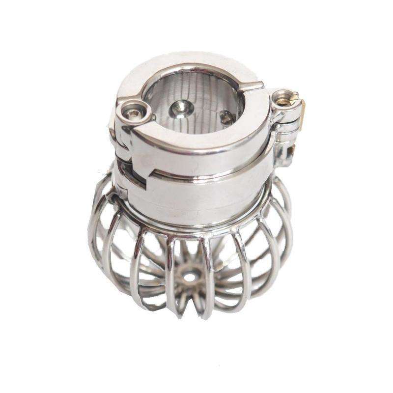 BDSM testicle chastity cage setup