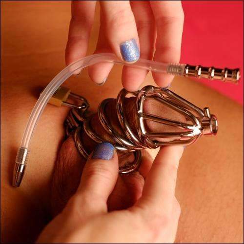 Medium male chastity cage with urethral spout