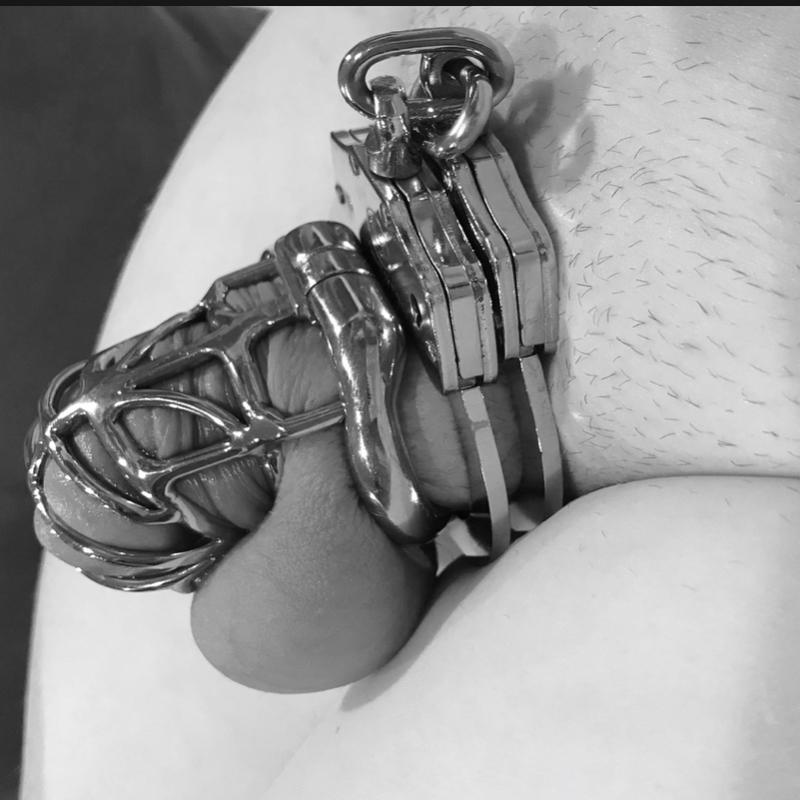New curved ring chastity device for men