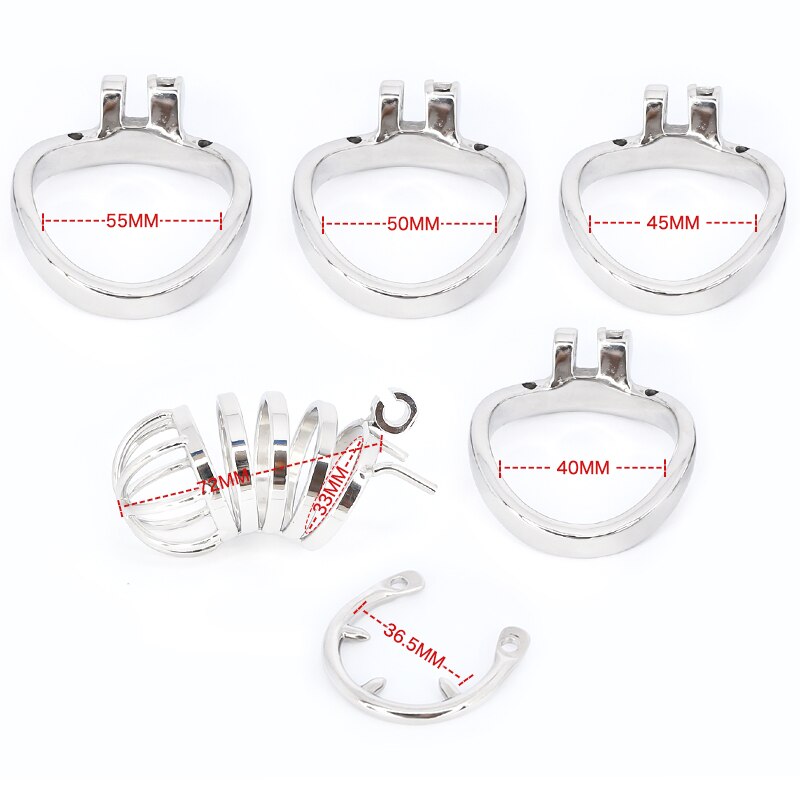 Male Stainless Steel Cock Cage Penis Ring Sleeve Chastity Device Belt with Catheter Spikes Lockable Adult Sex Toys for Men Sex Toys -lovershop01