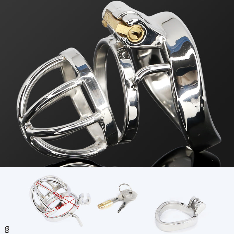 Male Stainless Steel Cock Cage Penis Ring Sleeve Chastity Device Belt with Catheter Spikes Lockable Adult Sex Toys for Men Sex Toys -lovershop01