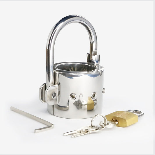 LOCKING SPIKED BALL STRETCHER CBT FOR BALLS AND PENIS CHASTITY DEVICE Sex Toys -lovershop01