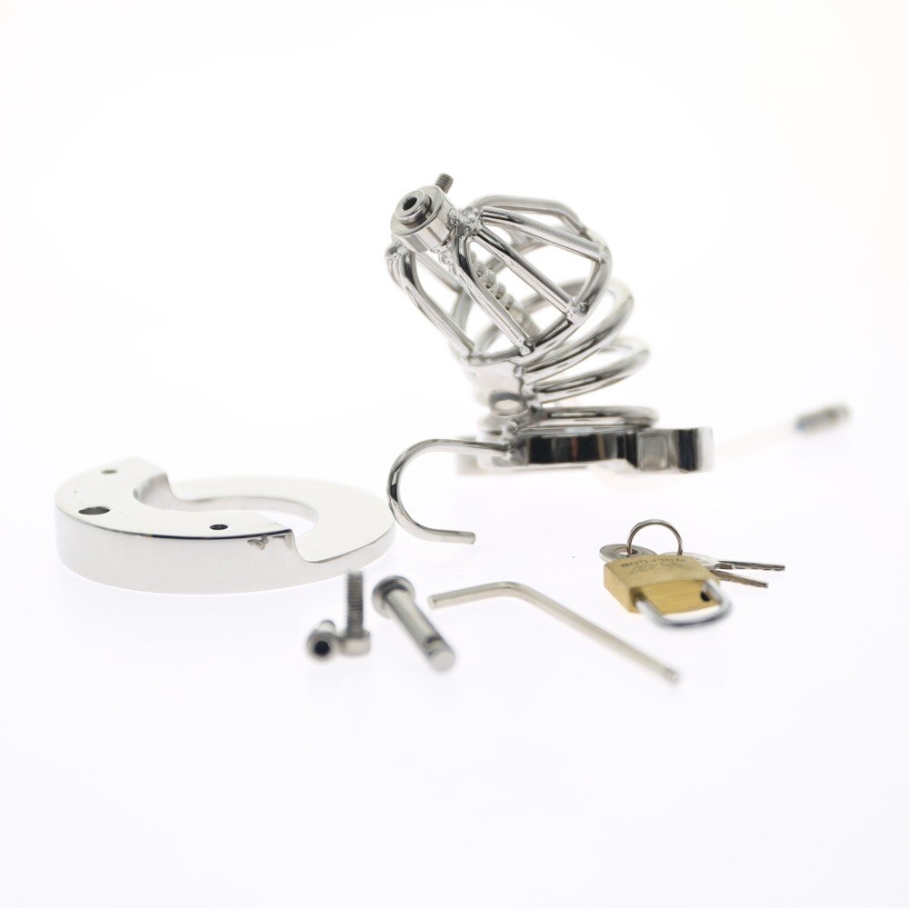 2-IN-1 BALL STRETCHER COCK CAGE WITH CATHETER Chastity Cage Sex Toys -lovershop01