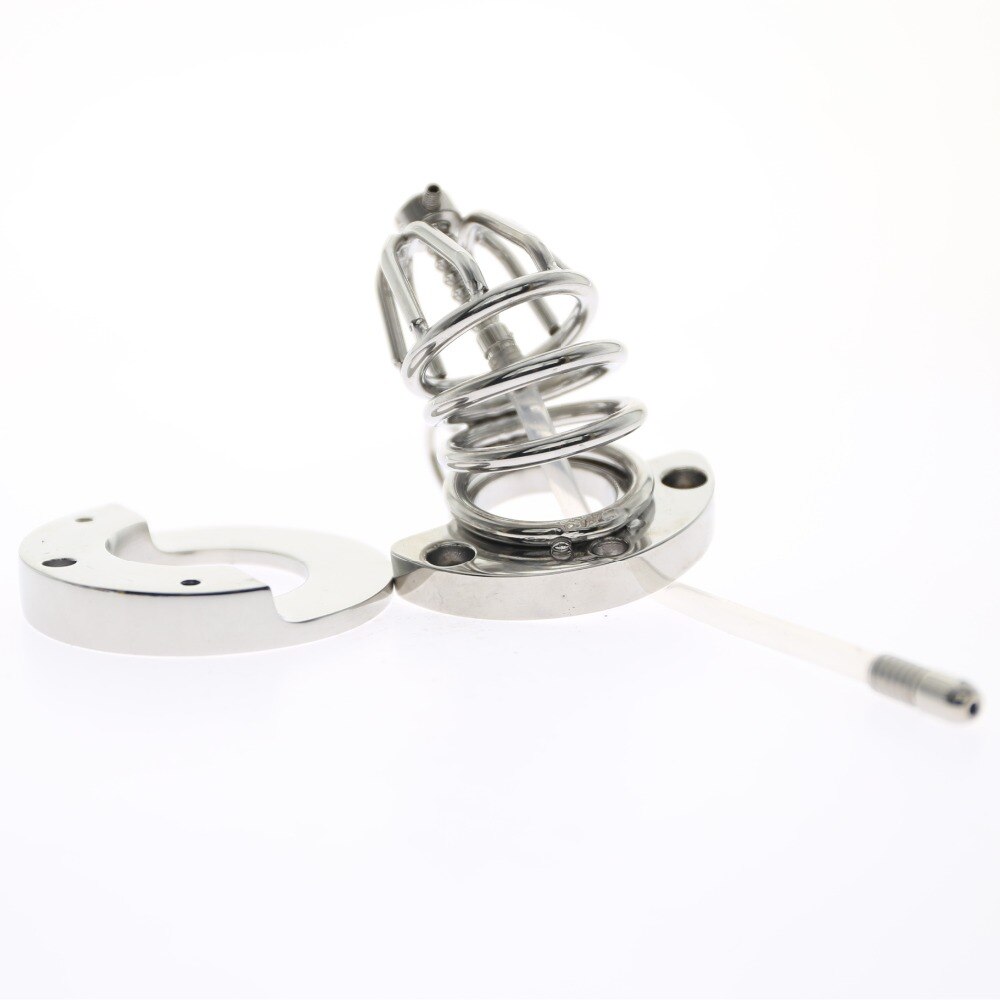 2-IN-1 BALL STRETCHER COCK CAGE WITH CATHETER Chastity Cage Sex Toys -lovershop01
