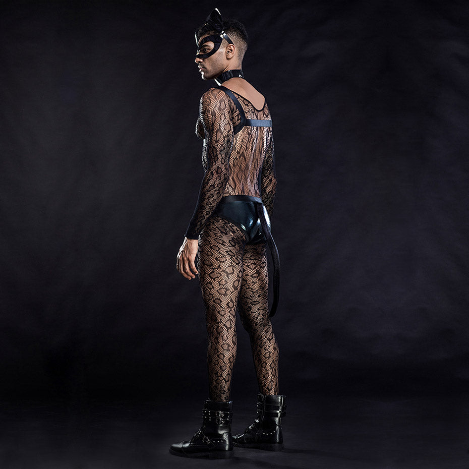 Men's Sissy Fishnet Lingerie Katze Sexy Uniform Cosplay