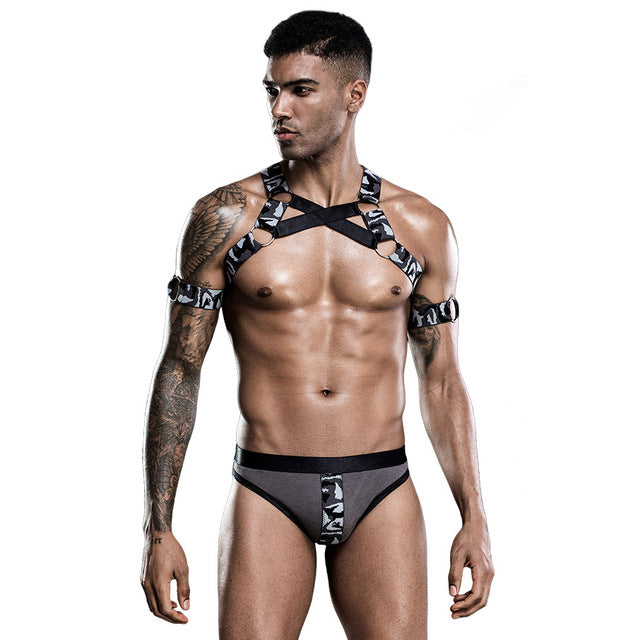 Men's Vest Pajamas Erotic Harness Role Play Costumes