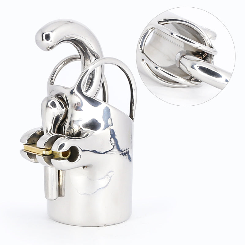 PA Puncture Stainless Steel Male Chastity Device With Stealth Lock Penis Lock