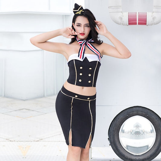 Adult women erotic airline hostess dress sexy women stewardess cosplay temptation