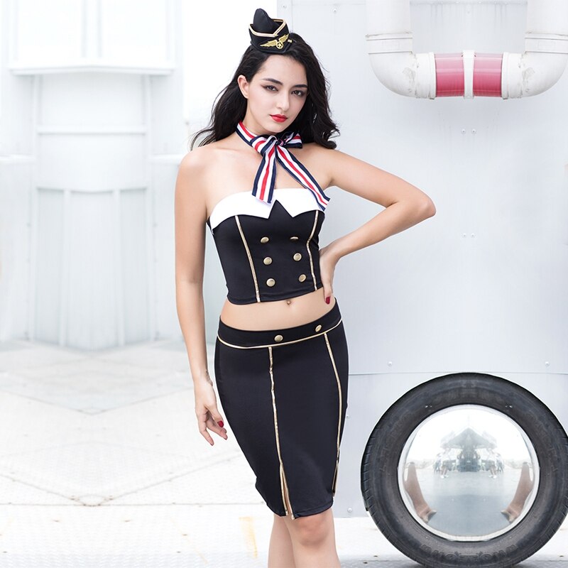 Adult women erotic airline hostess dress sexy women stewardess cosplay temptation