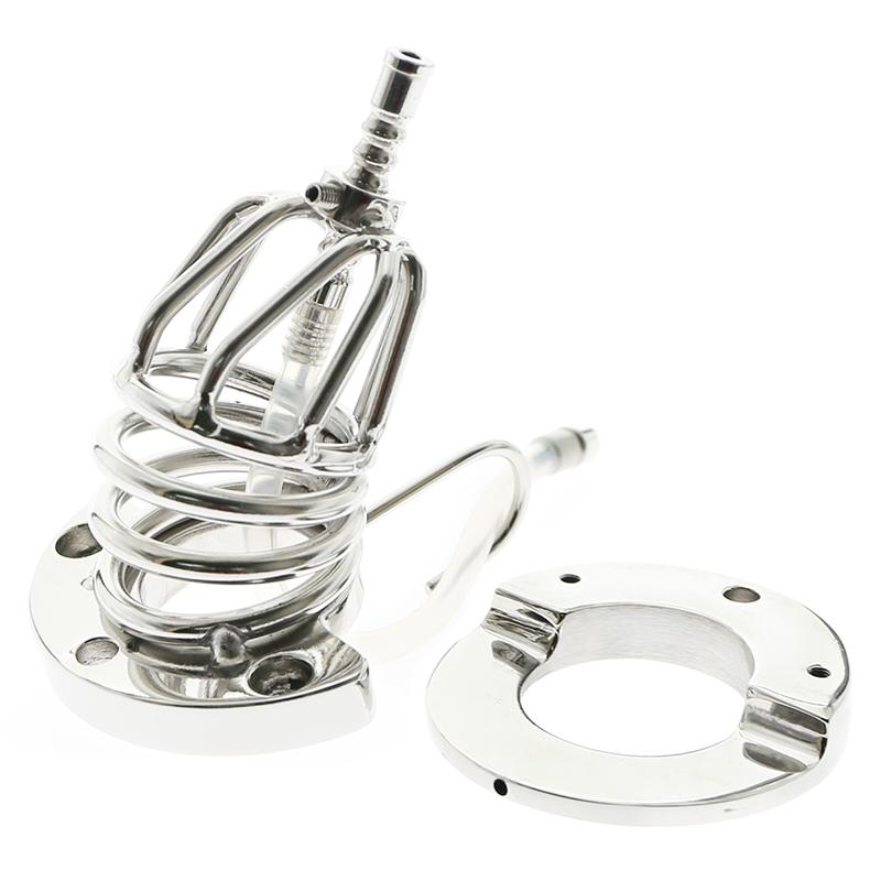 Stainless ball stretcher cock cage with tube