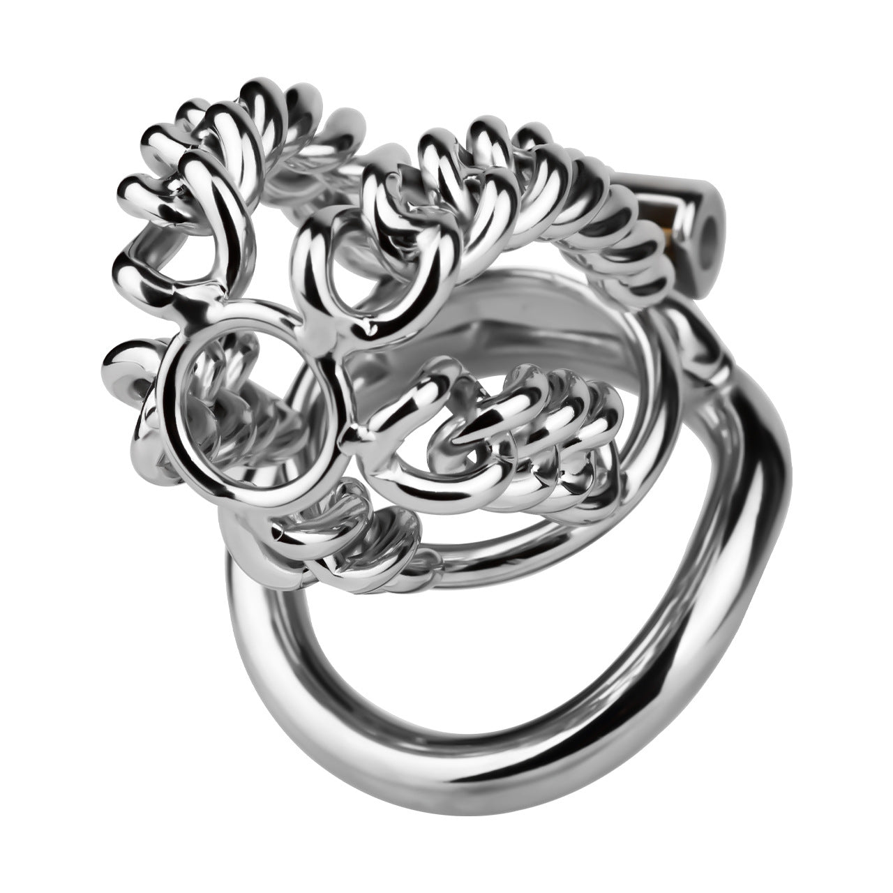 STEEL CHAIN CHASTITY CAGE - WITH BELT STRAP