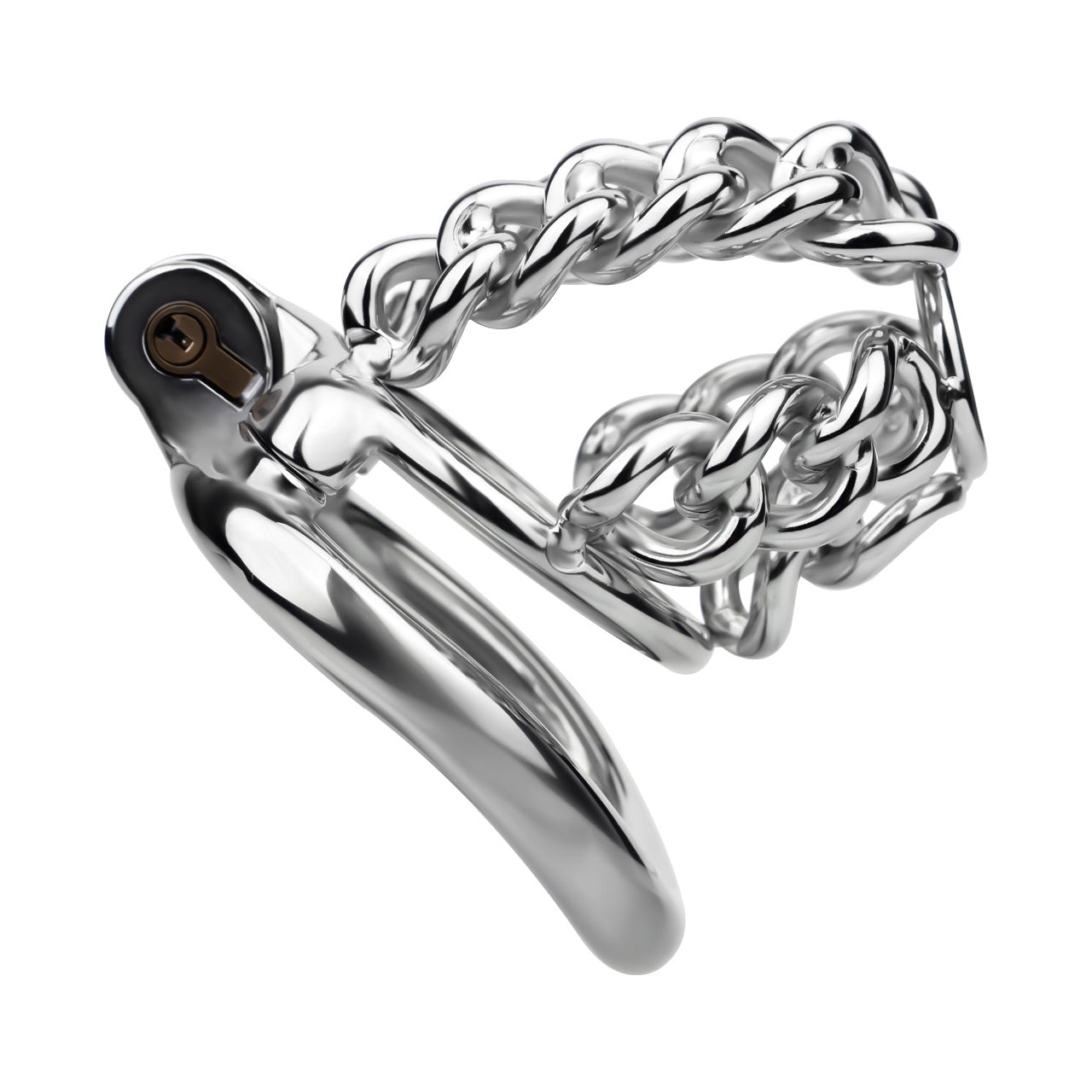 STEEL CHAIN CHASTITY CAGE - WITH BELT STRAP