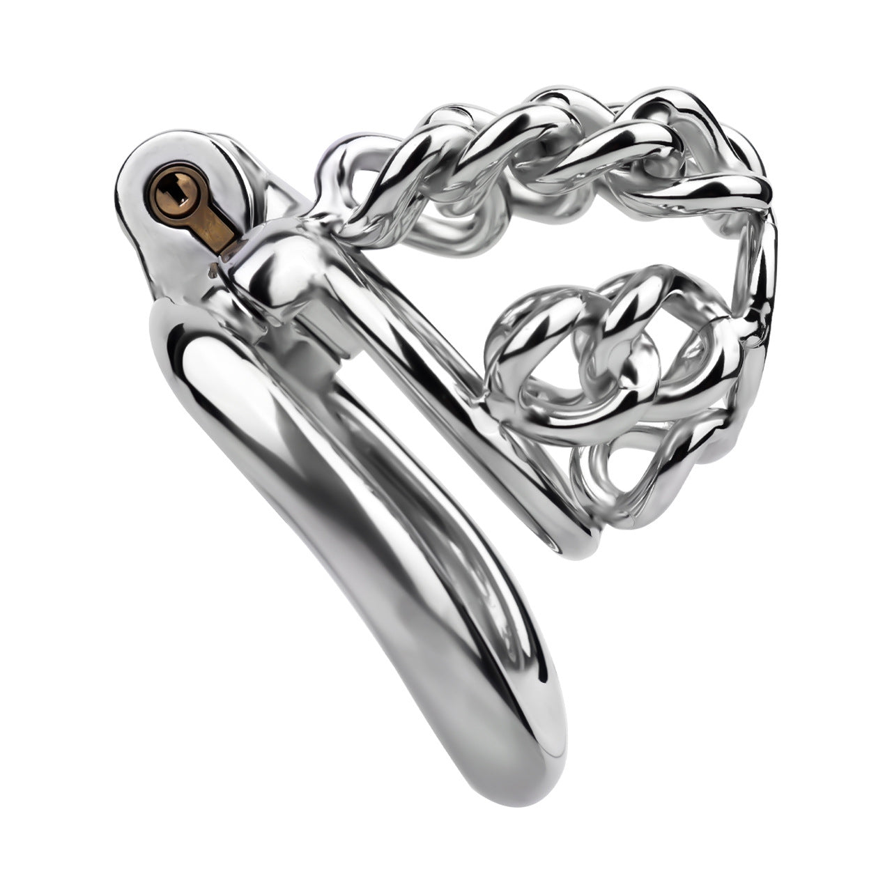 STEEL CHAIN CHASTITY CAGE - WITH BELT STRAP