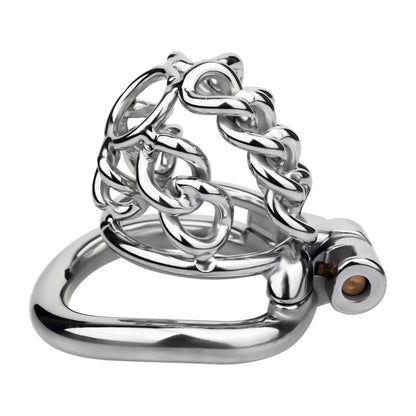 STEEL CHAIN CHASTITY CAGE - WITH BELT STRAP