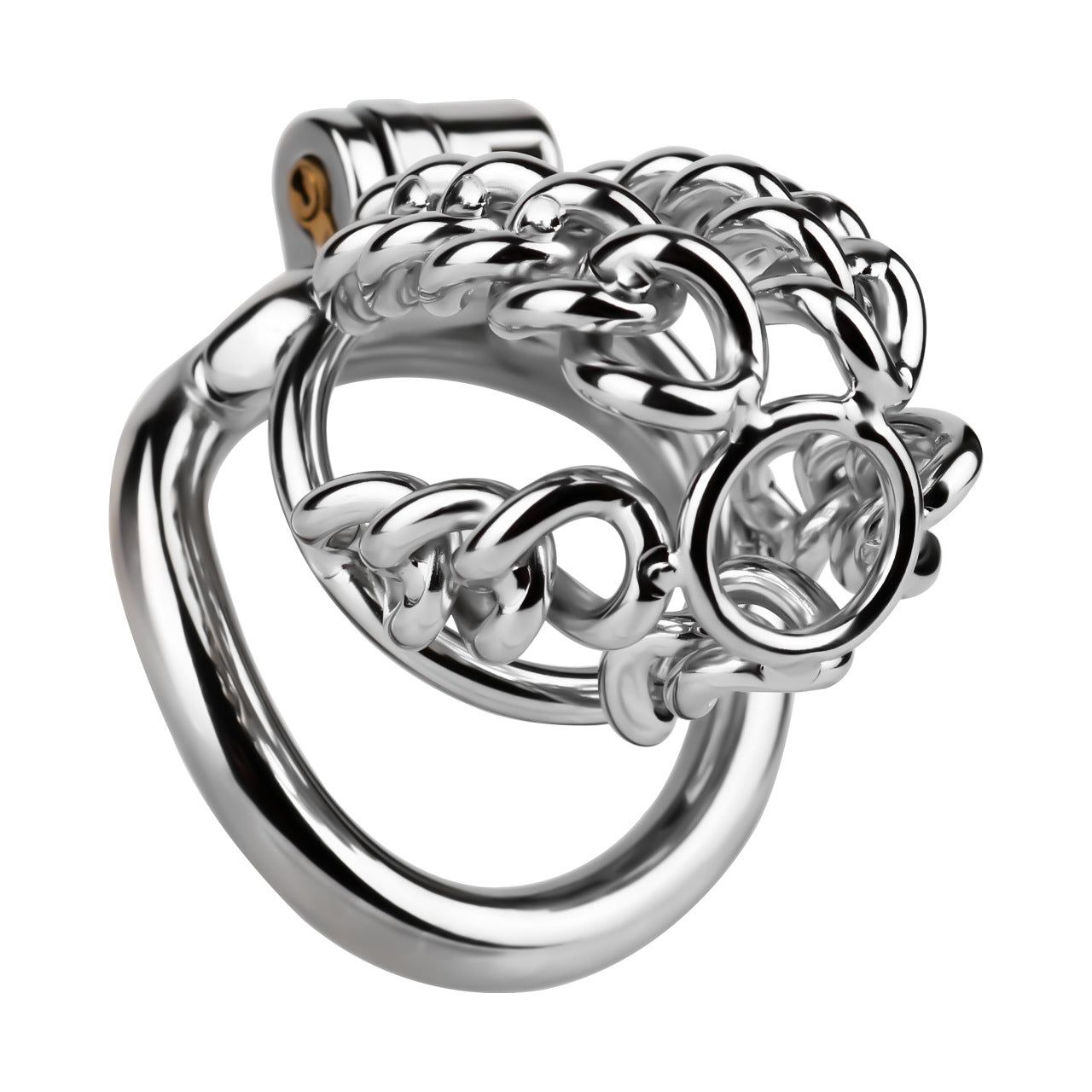 STEEL CHAIN CHASTITY CAGE - WITH BELT STRAP