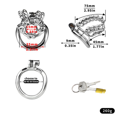 STEEL CHAIN CHASTITY CAGE - WITH BELT STRAP