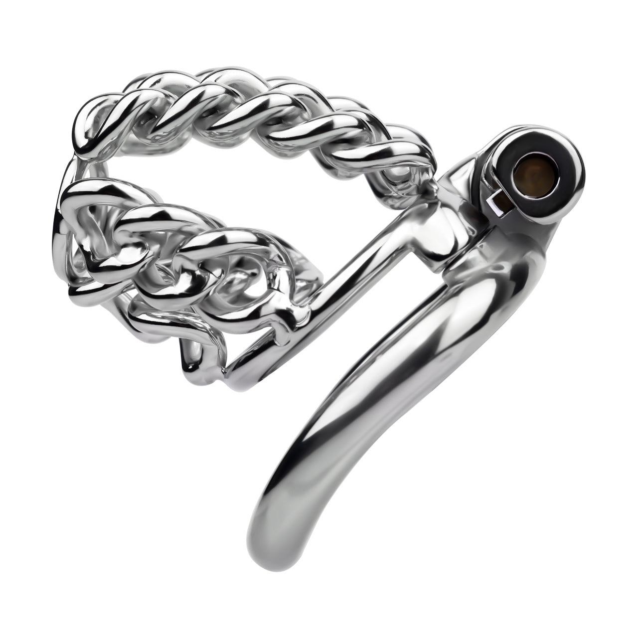 STEEL CHAIN CHASTITY CAGE - WITH BELT STRAP