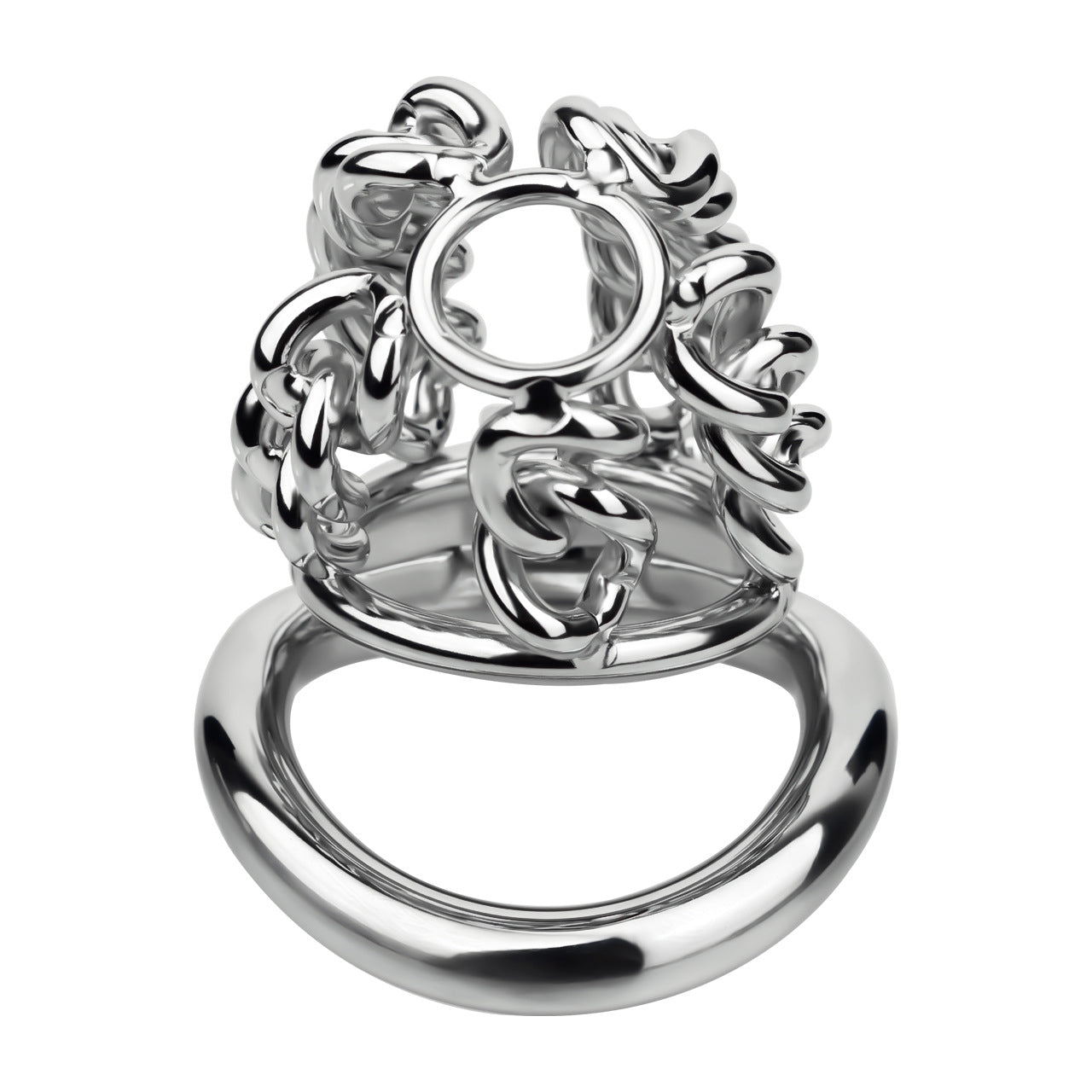 STEEL CHAIN CHASTITY CAGE - WITH BELT STRAP