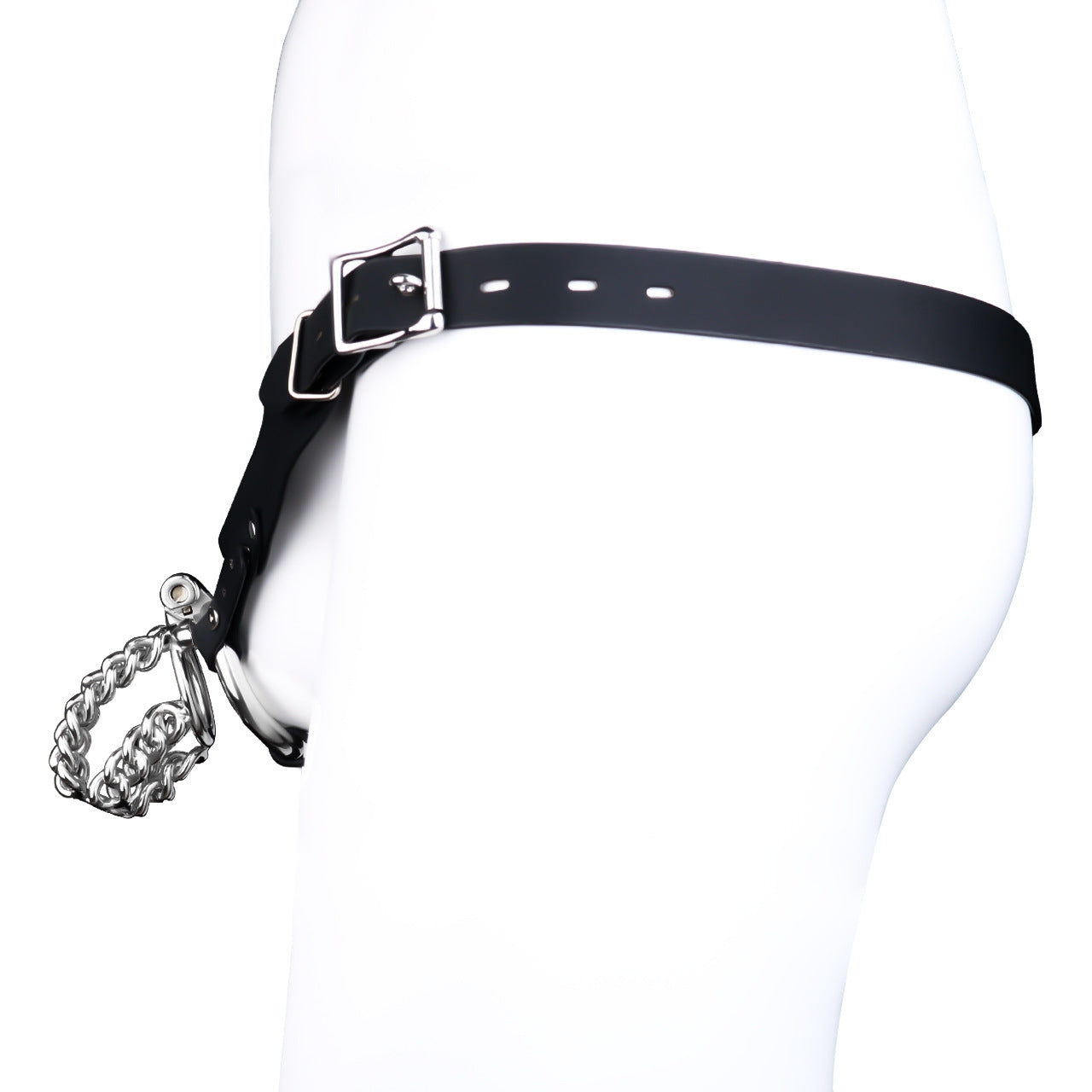 STEEL CHAIN CHASTITY CAGE - WITH BELT STRAP
