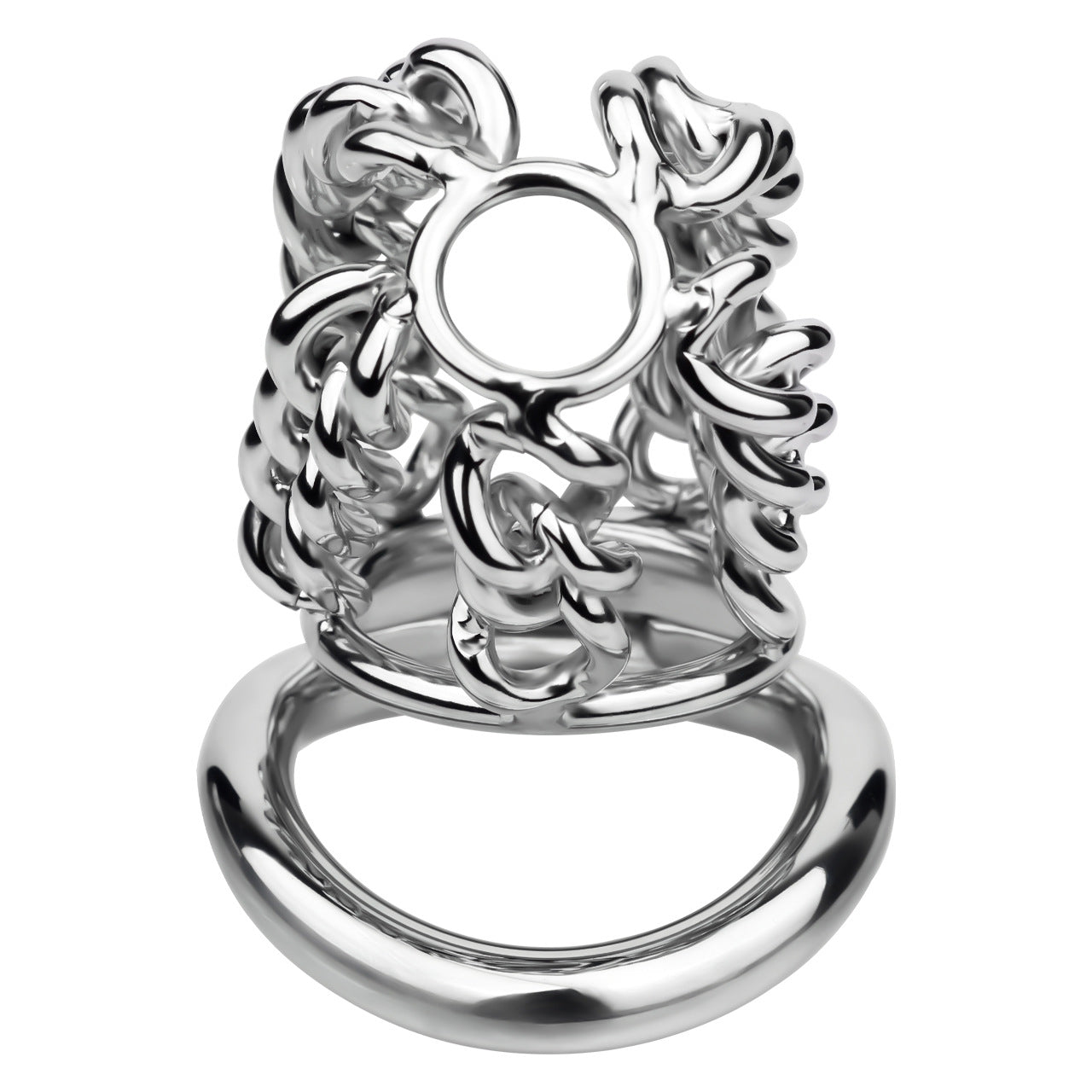 STEEL CHAIN CHASTITY CAGE - WITH BELT STRAP