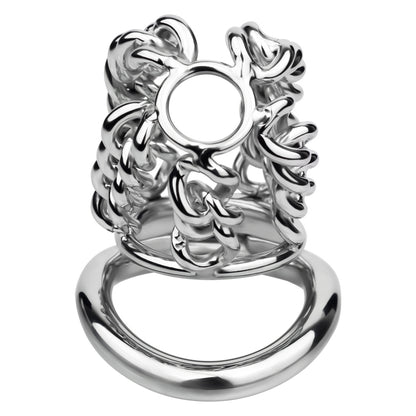 STEEL CHAIN CHASTITY CAGE - WITH BELT STRAP