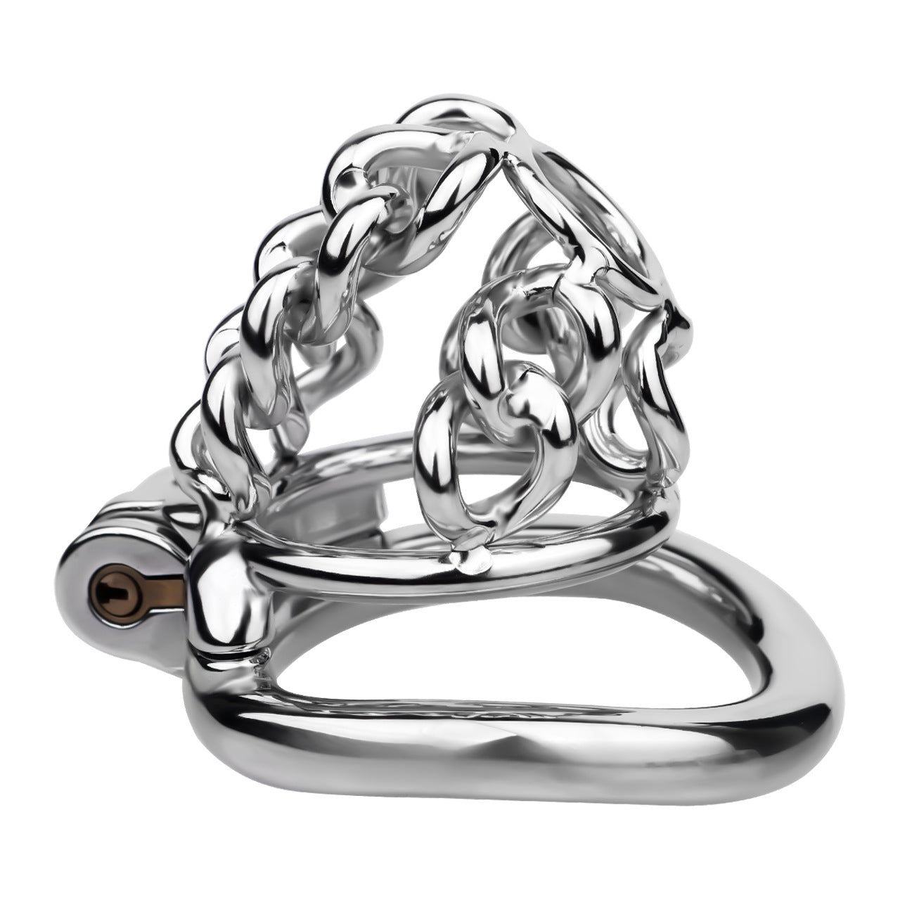 STEEL CHAIN CHASTITY CAGE - WITH BELT STRAP