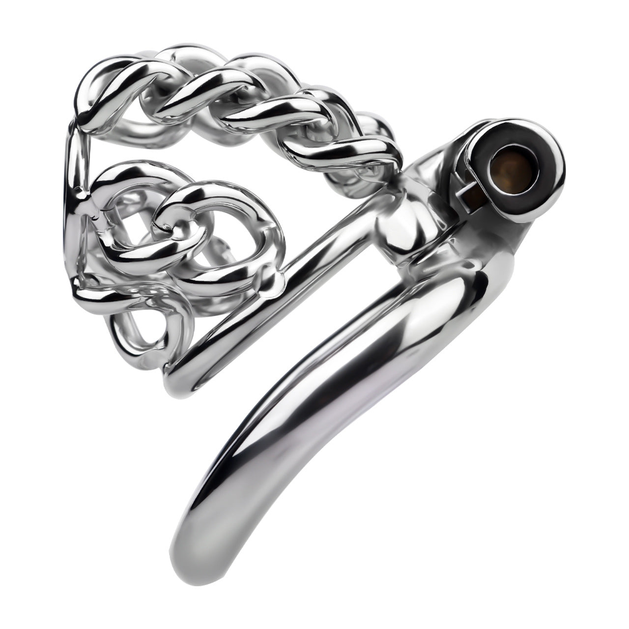 STEEL CHAIN CHASTITY CAGE - WITH BELT STRAP