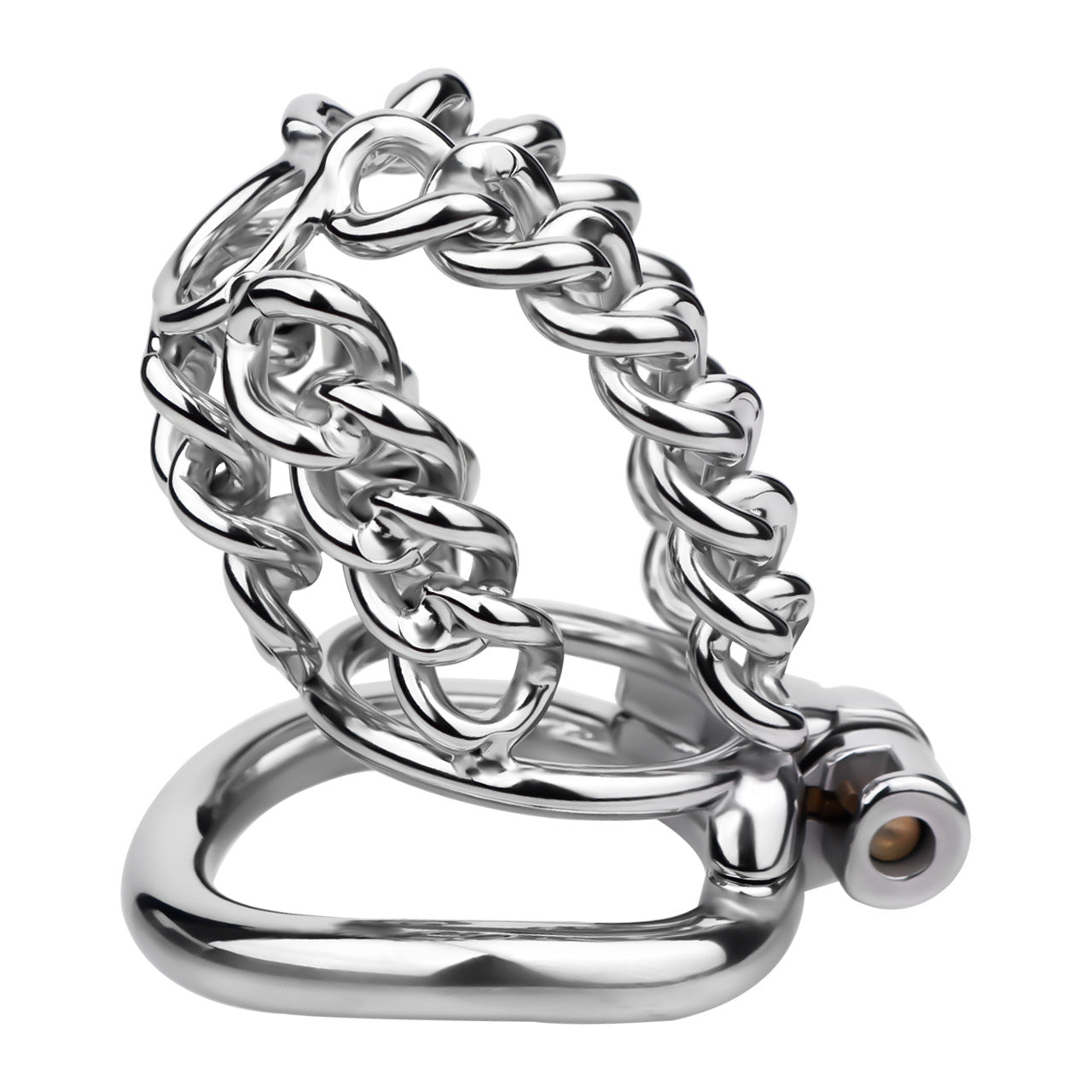 STEEL CHAIN CHASTITY CAGE - WITH BELT STRAP