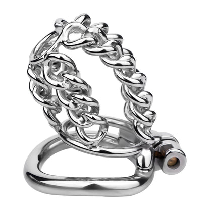 STEEL CHAIN CHASTITY CAGE - WITH BELT STRAP
