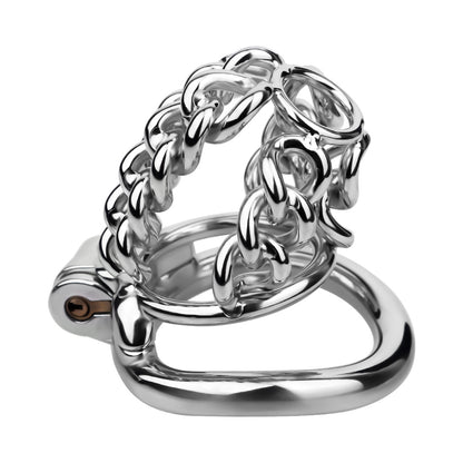 STEEL CHAIN CHASTITY CAGE - WITH BELT STRAP