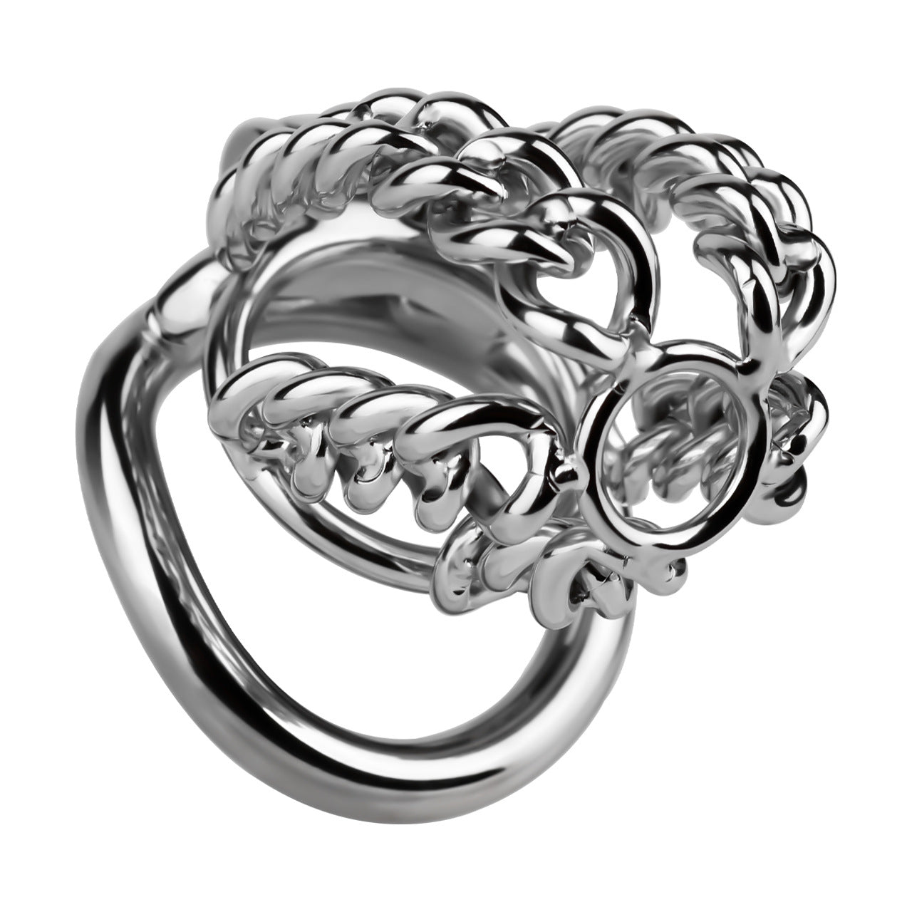 STEEL CHAIN CHASTITY CAGE - WITH BELT STRAP