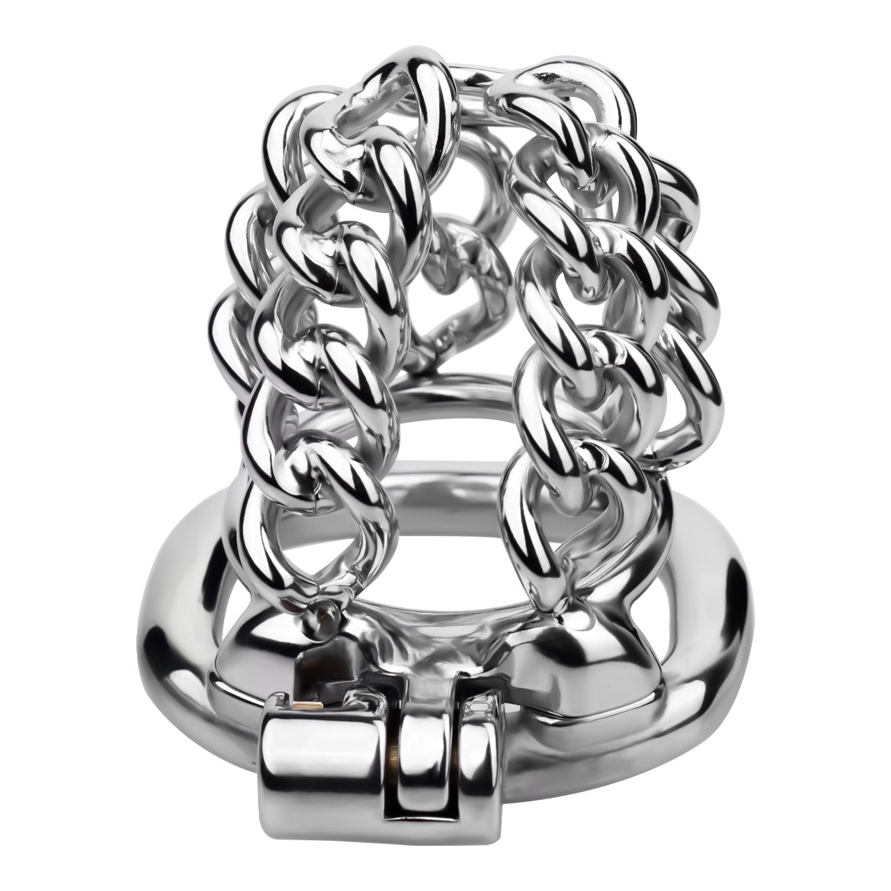 STEEL CHAIN CHASTITY CAGE - WITH BELT STRAP