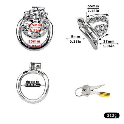 STEEL CHAIN CHASTITY CAGE - WITH BELT STRAP