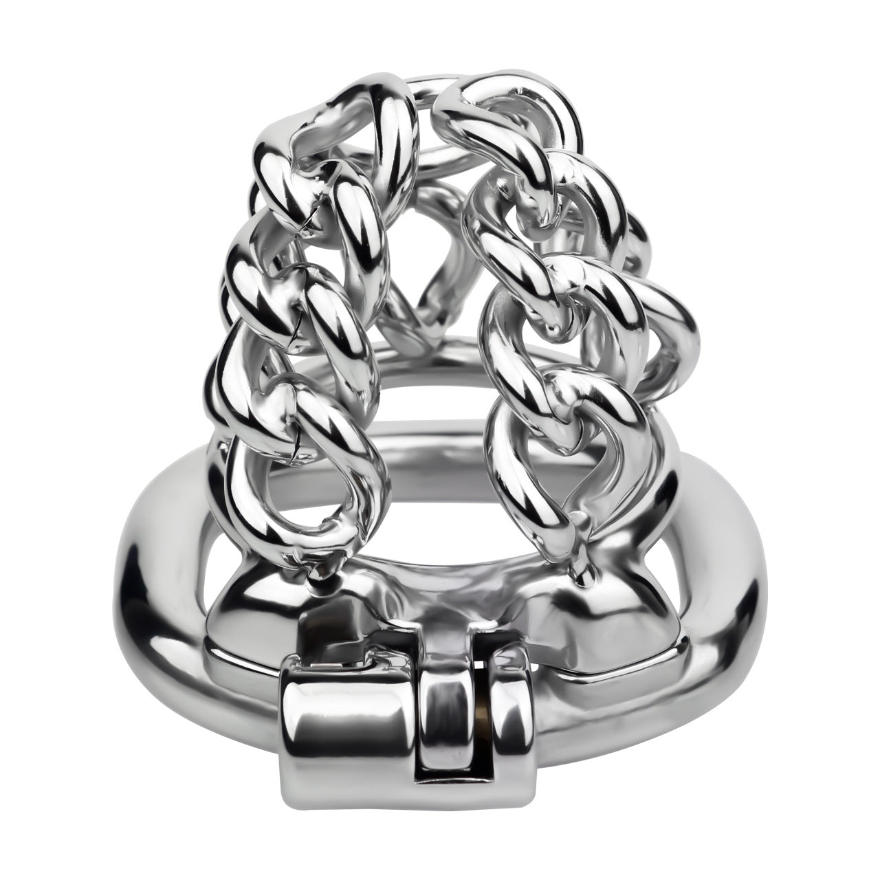 STEEL CHAIN CHASTITY CAGE - WITH BELT STRAP