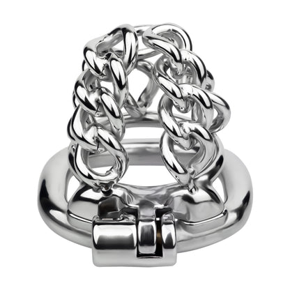 STEEL CHAIN CHASTITY CAGE - WITH BELT STRAP