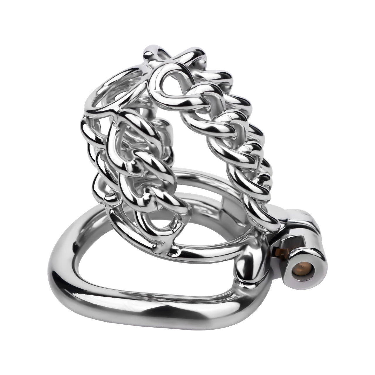 STEEL CHAIN CHASTITY CAGE - WITH BELT STRAP