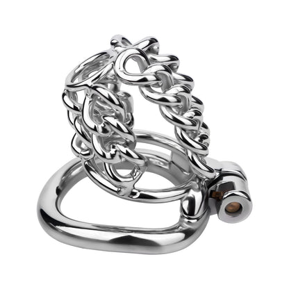 STEEL CHAIN CHASTITY CAGE - WITH BELT STRAP