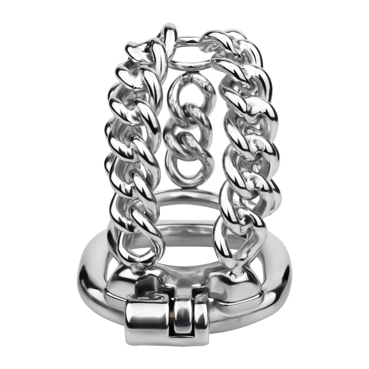 STEEL CHAIN CHASTITY CAGE - WITH BELT STRAP
